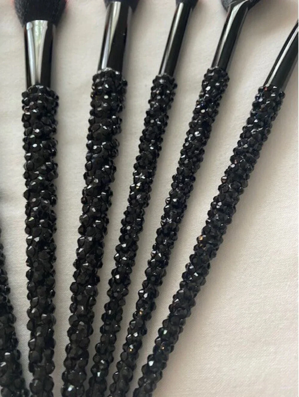 Black and Red Rhinestone Makeup Brush Set - New - 7 Piece set